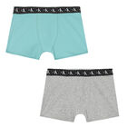 Boys Grey & Green Boxer Shorts (2-Pack), 1, hi-res