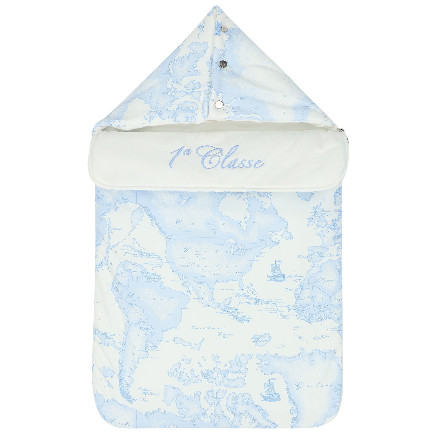 Blue & Ivory Geo Map Baby Nest, 2, hi-res