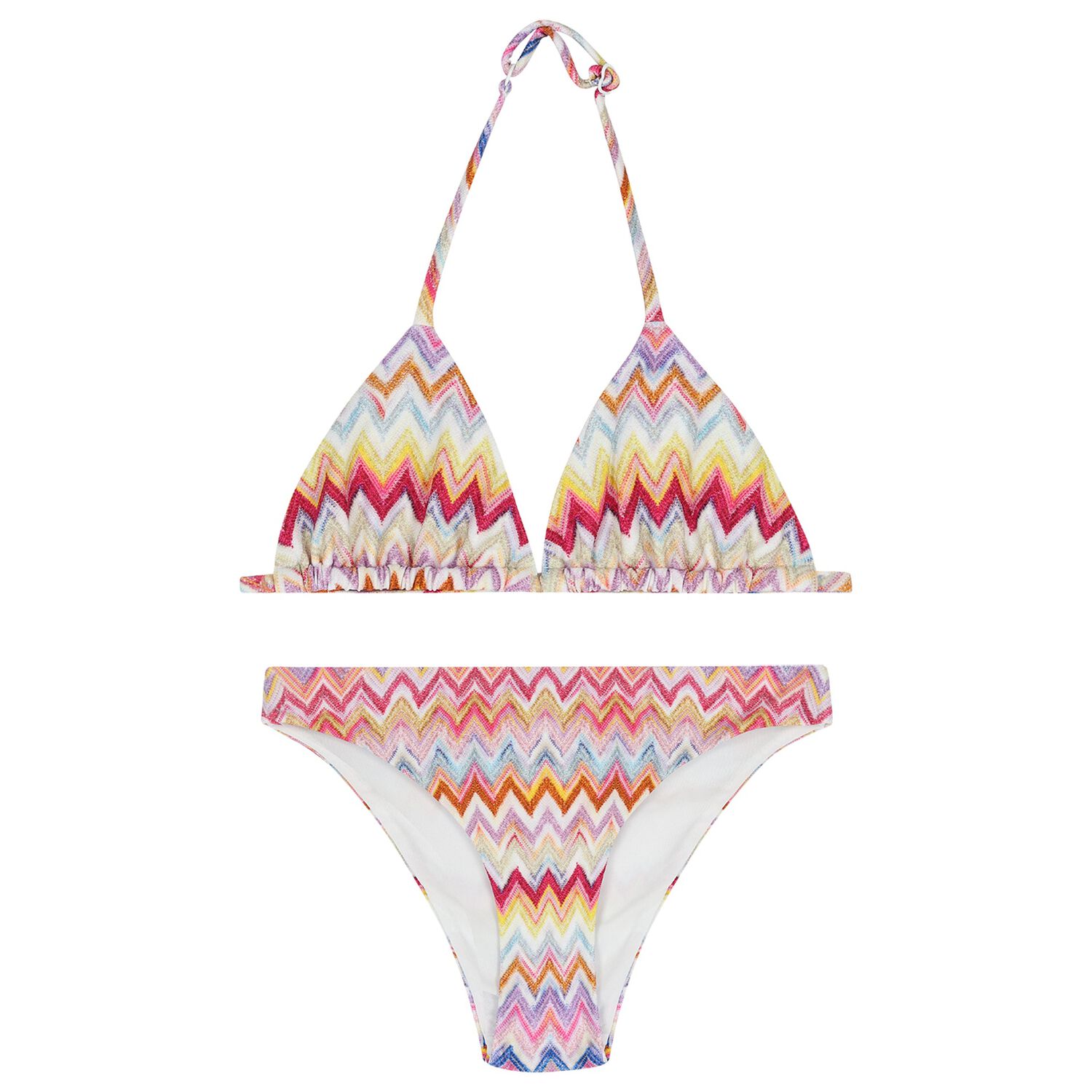 Girls Multi-Coloured Zig Zag Bikini, 2, hi-res