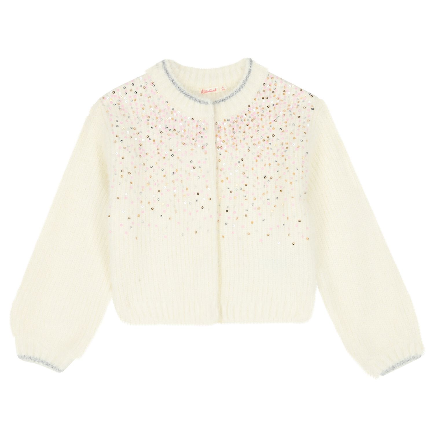 Girls Ivory Sequin Knit Cardigan, 1, hi-res image number null