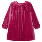Girls Pink Sparkly Velour Dress, 1, hi-res