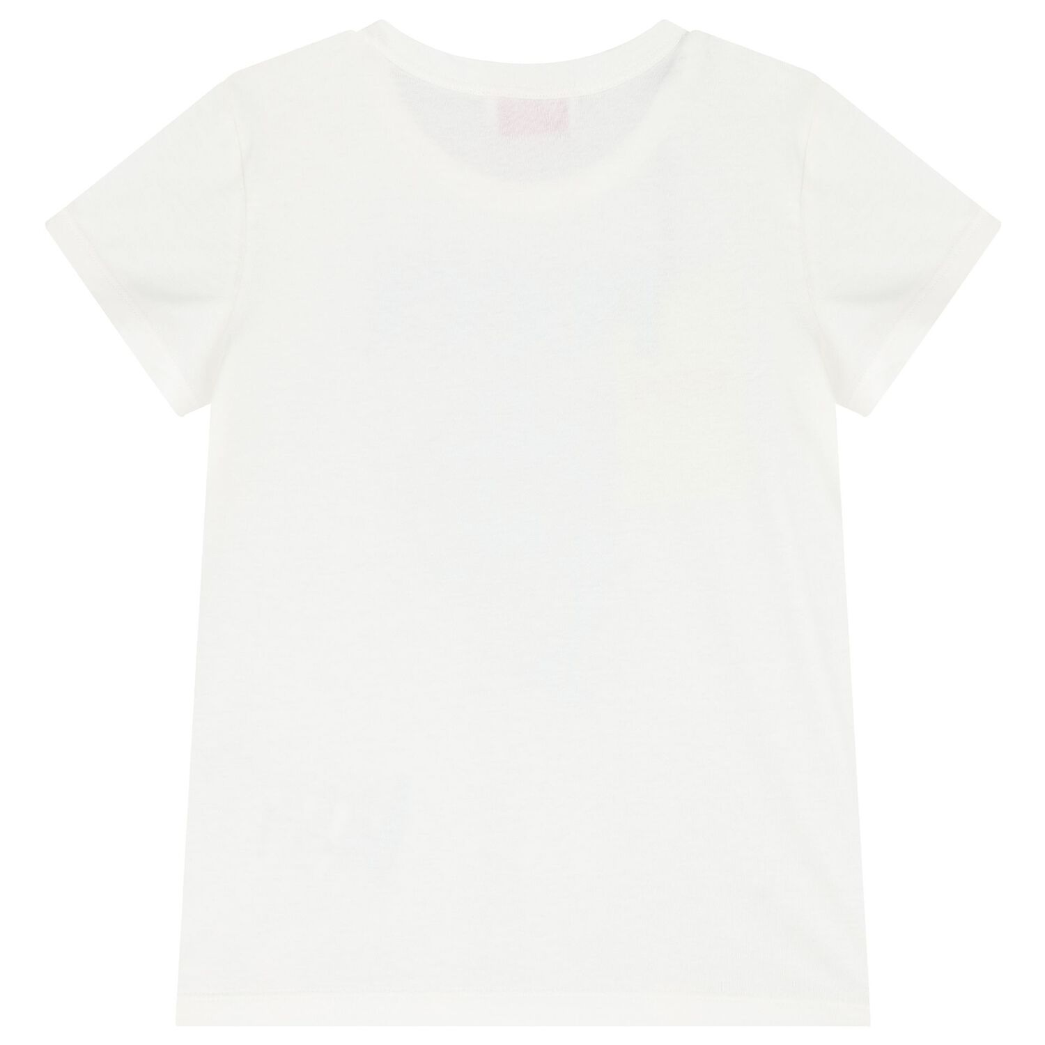 Girls Ivory Cotton Embellished Logo T-Shirt, 1, hi-res