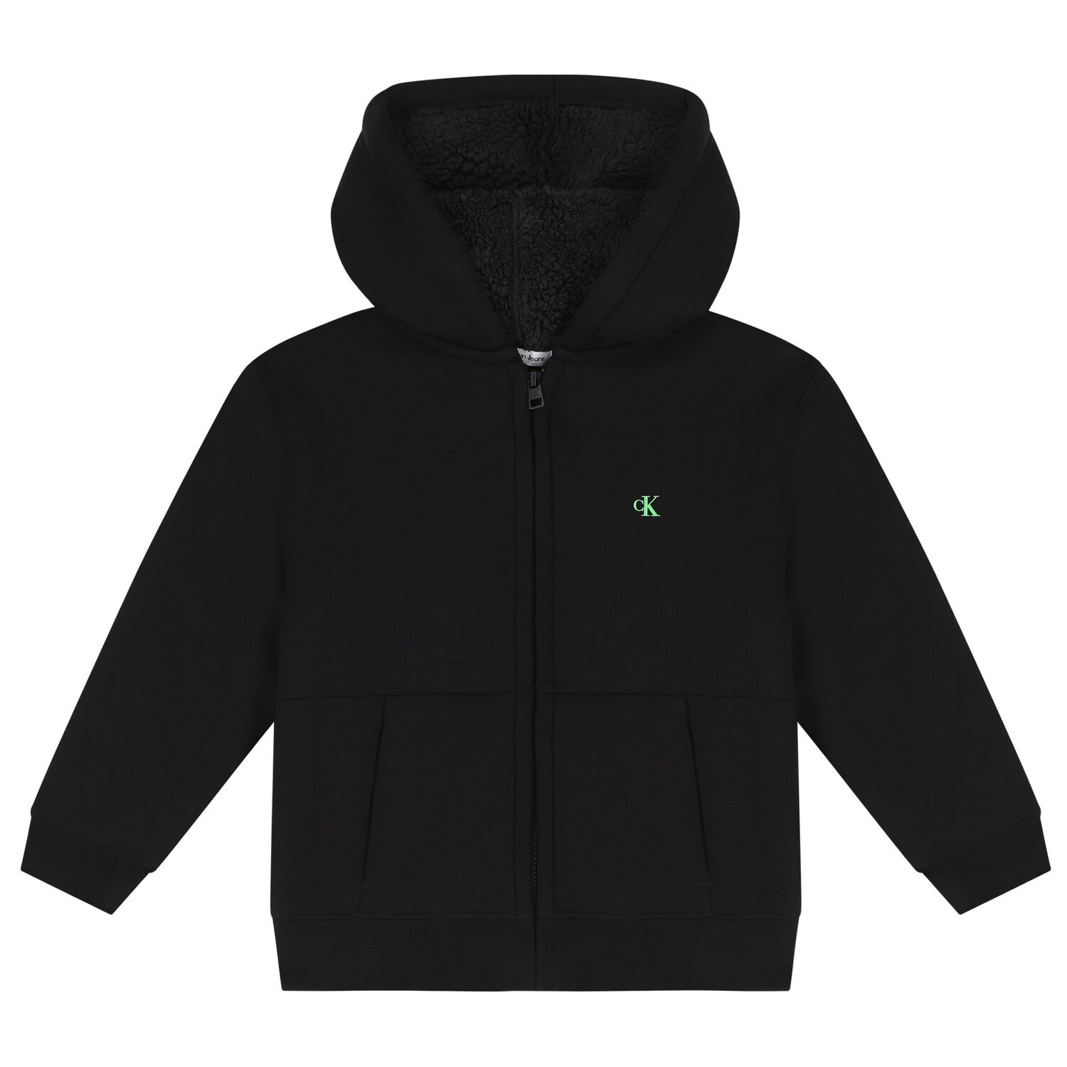 Boys Black Logo Hooded Zip Up Top, 1, hi-res image number null