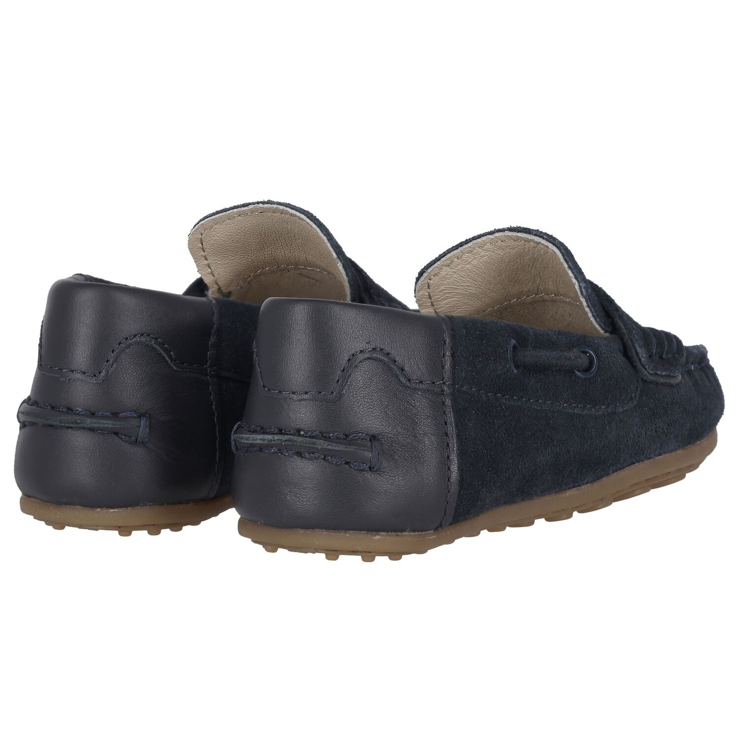 Boys Navy Blue Moccasins, 1, hi-res