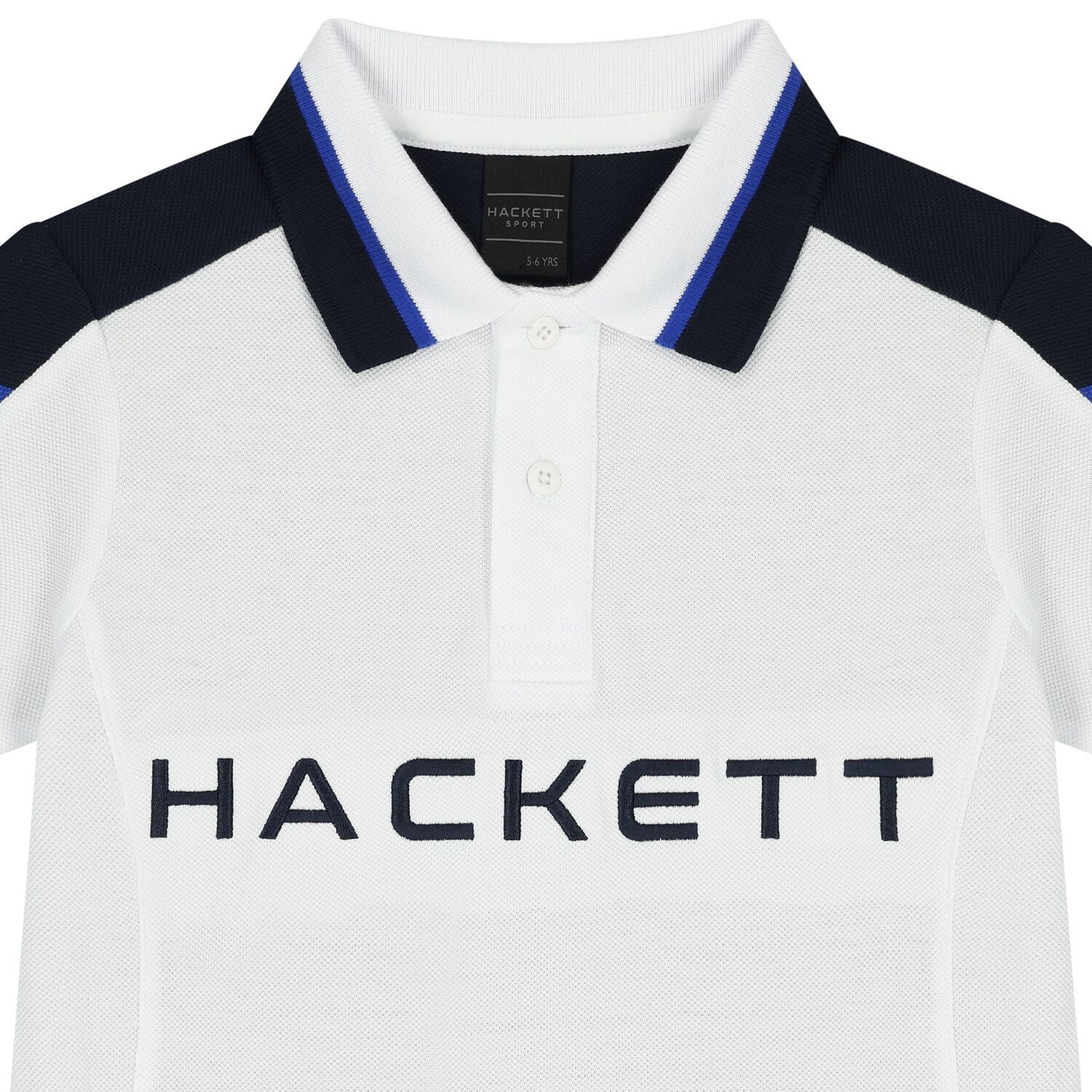 Boys White & Navy blue Logo Polo Shirt, 2, hi-res