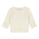 Baby Girls Ivory Cable Knit Cardigan, 1, hi-res