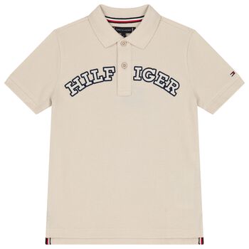 Boys Beige Logo Polo Shirt