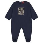 Baby Boys Navy Blue & Gold Babygrow, Hat & Bib Gift Set, 1, hi-res