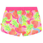 Girls Pink Pineapple Swim Shorts, 1, hi-res