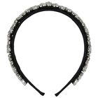 Girls Black Crystal Embellished Headband, 2, hi-res