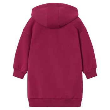Girls Burgundy Embellished Cherry Hooded Sweatshirt Dress