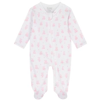 Baby Girls White & Pink Teddy Bear Time Babygrow
