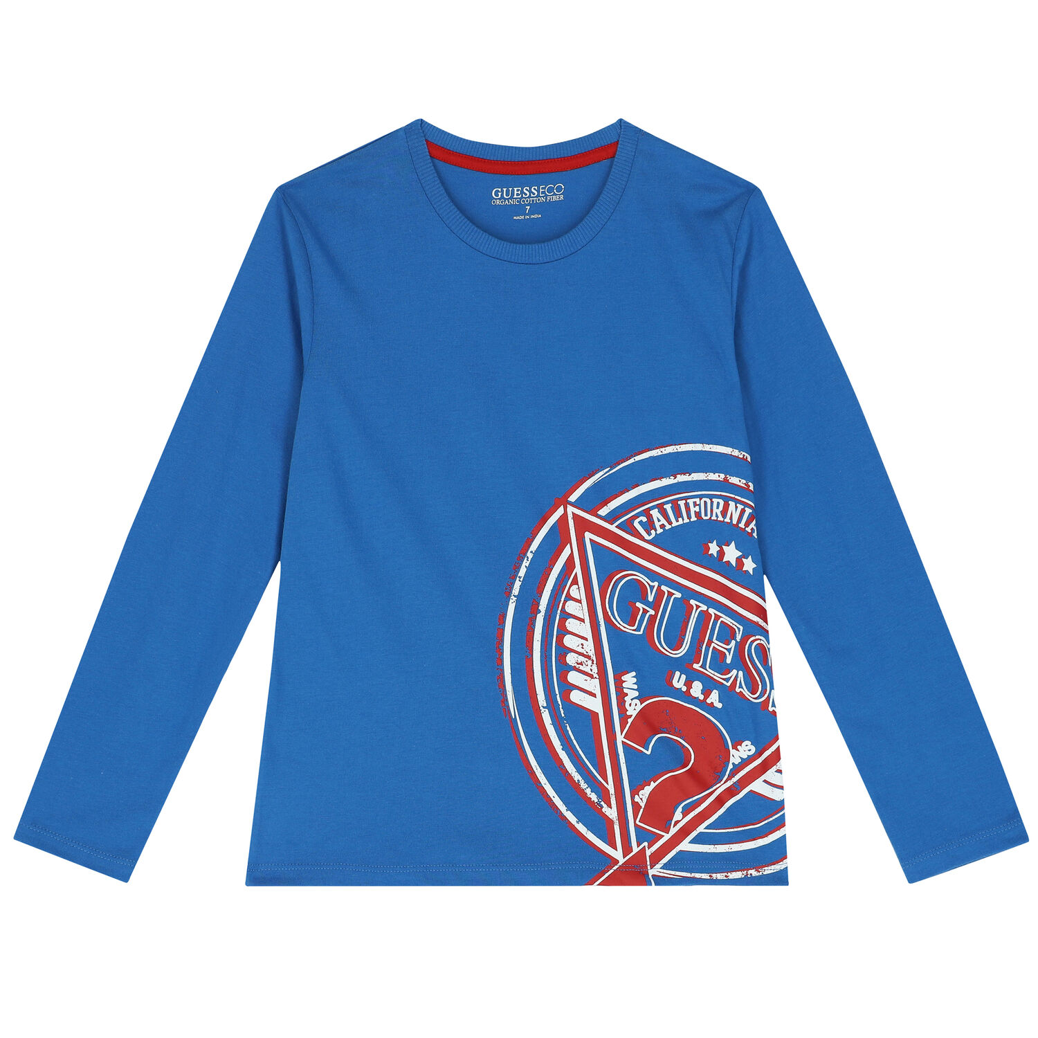 Boys Blue Logo Long Sleeve Top, 2, hi-res