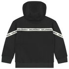 Boys Black Logo Hooded Zip Up Top, 1, hi-res