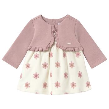 Baby Girls Pink & Ivory Flower Dress
