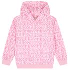 Girls Pink Logo Hooded Top, 1, hi-res