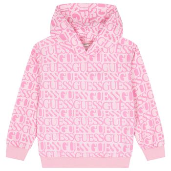 Girls Pink Logo Hooded Top