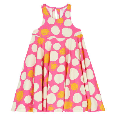 Girls Pink & Multicolor Cotton Dress