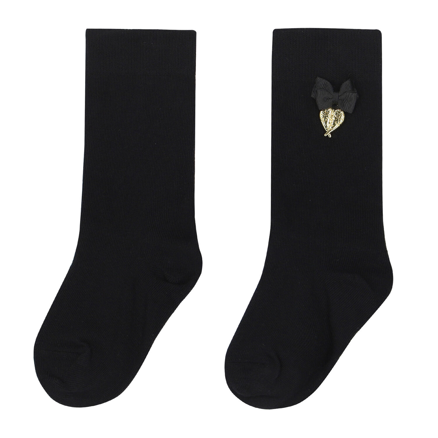 Girls Black Bow Socks, 3, hi-res image number null