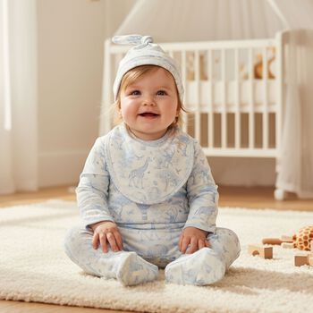 Baby Boys White & Blue Africa Babygrow Gift Set  