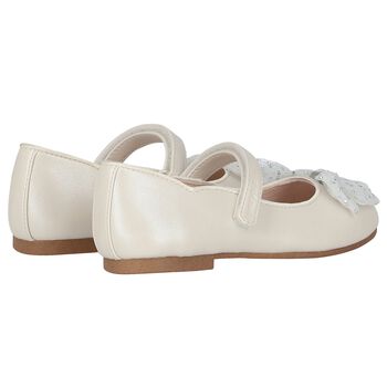 Girls Ivory Bow Shoes