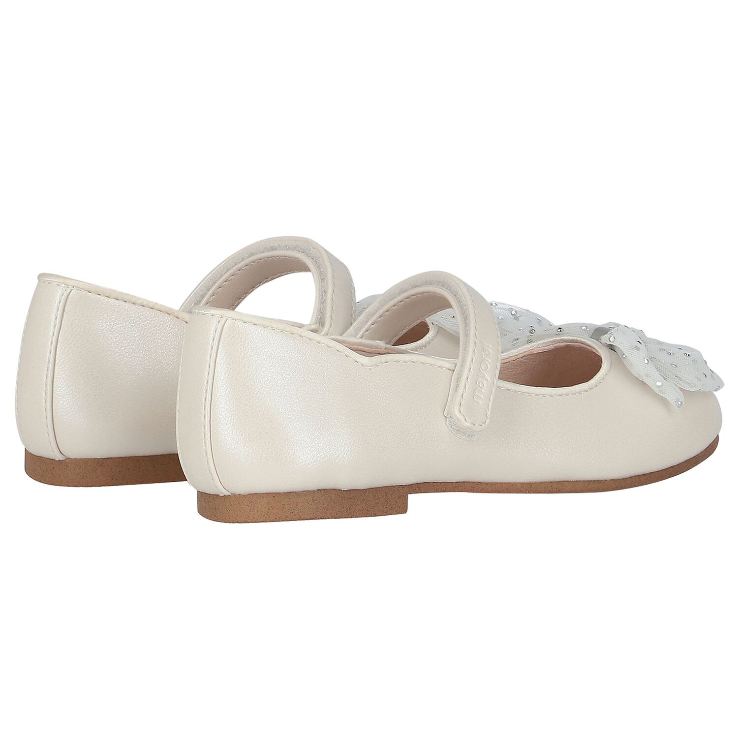 Girls Ivory Bow Shoes, 3, hi-res image number null