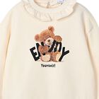Girls Ivory Teddy Bear Sweatshirt, 1, hi-res