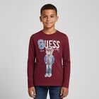 Boys Red Teddy Bear Long Sleeve Top, 3, hi-res