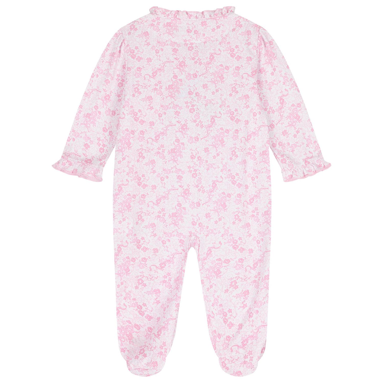 Baby Girls White & Pink Old English Roses Babygrow, 1, hi-res image number null