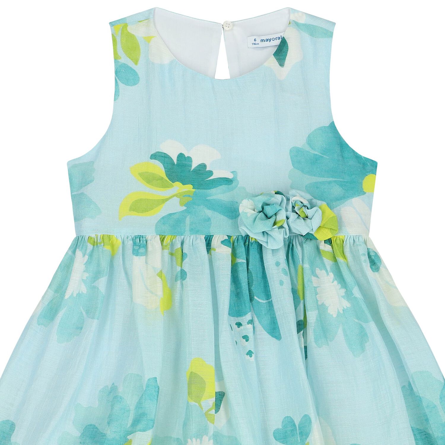 Girls Green Floral Dress, 3, hi-res