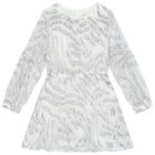 Girls Silver & White Chiffon Dress, 1, hi-res