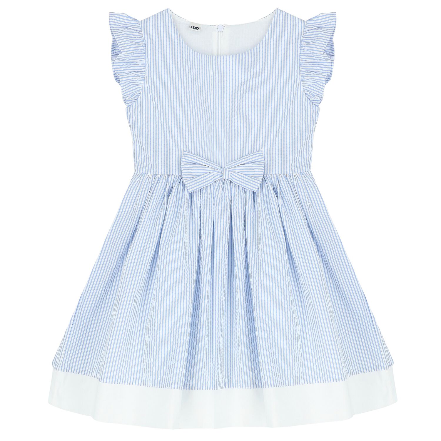 Girls Blue & White Striped Dress, 1, hi-res