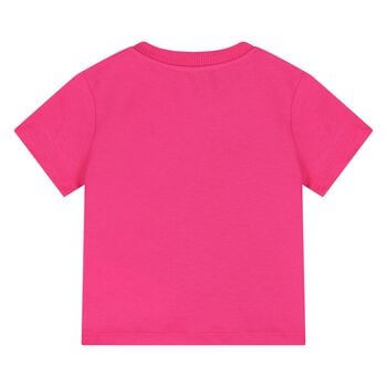 Younger Girls Pink Teddy Bear Logo T-Shirt