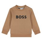 Younger Boys Beige Logo Sweatshirt, 1, hi-res