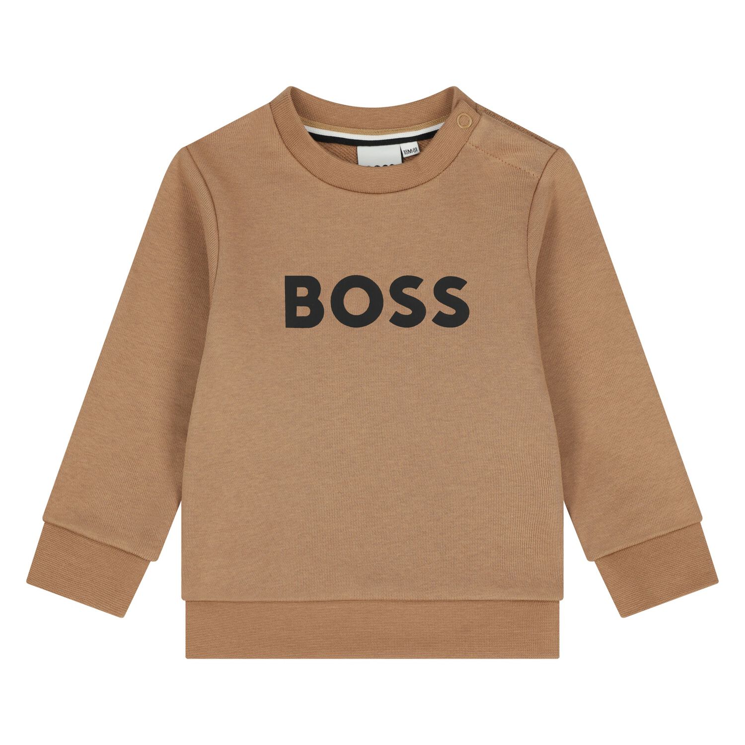 Younger Boys Beige Logo Sweatshirt, 1, hi-res