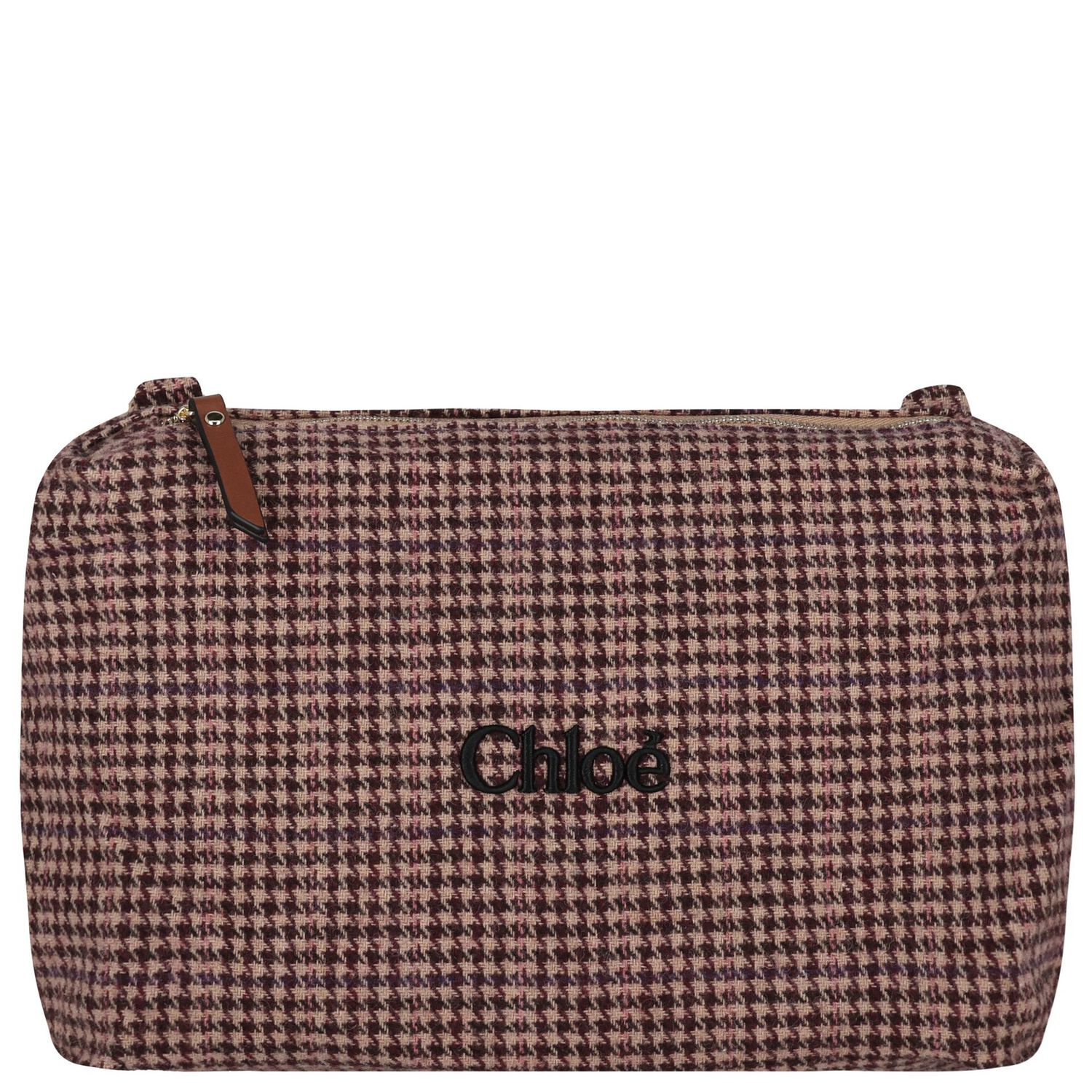 Beige Houndstooth Check Baby Changing Bag ( 41cm ), 1, hi-res