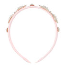 Girls Pink Velvet Embellished Headband, 1, hi-res