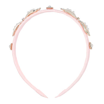 Girls Pink Velvet Embellished Headband