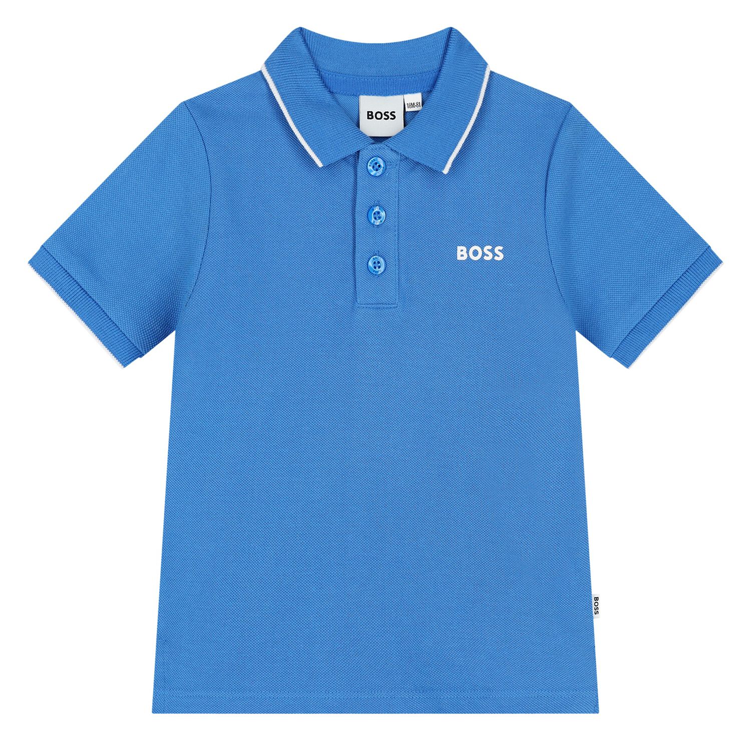 Younger Boys Blue Logo Polo Shirt, 4, hi-res