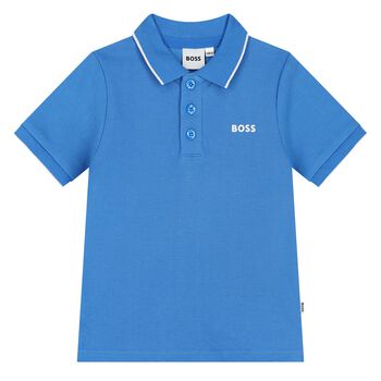 Younger Boys Blue Logo Polo Shirt