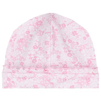 Baby Girls White & Pink Old English Roses Hat
