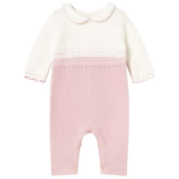 Baby Girls Ivory & Pink Romper