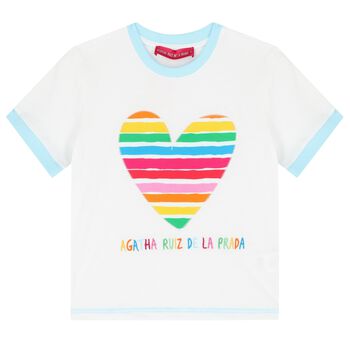 Girls White Heart T-Shirt
