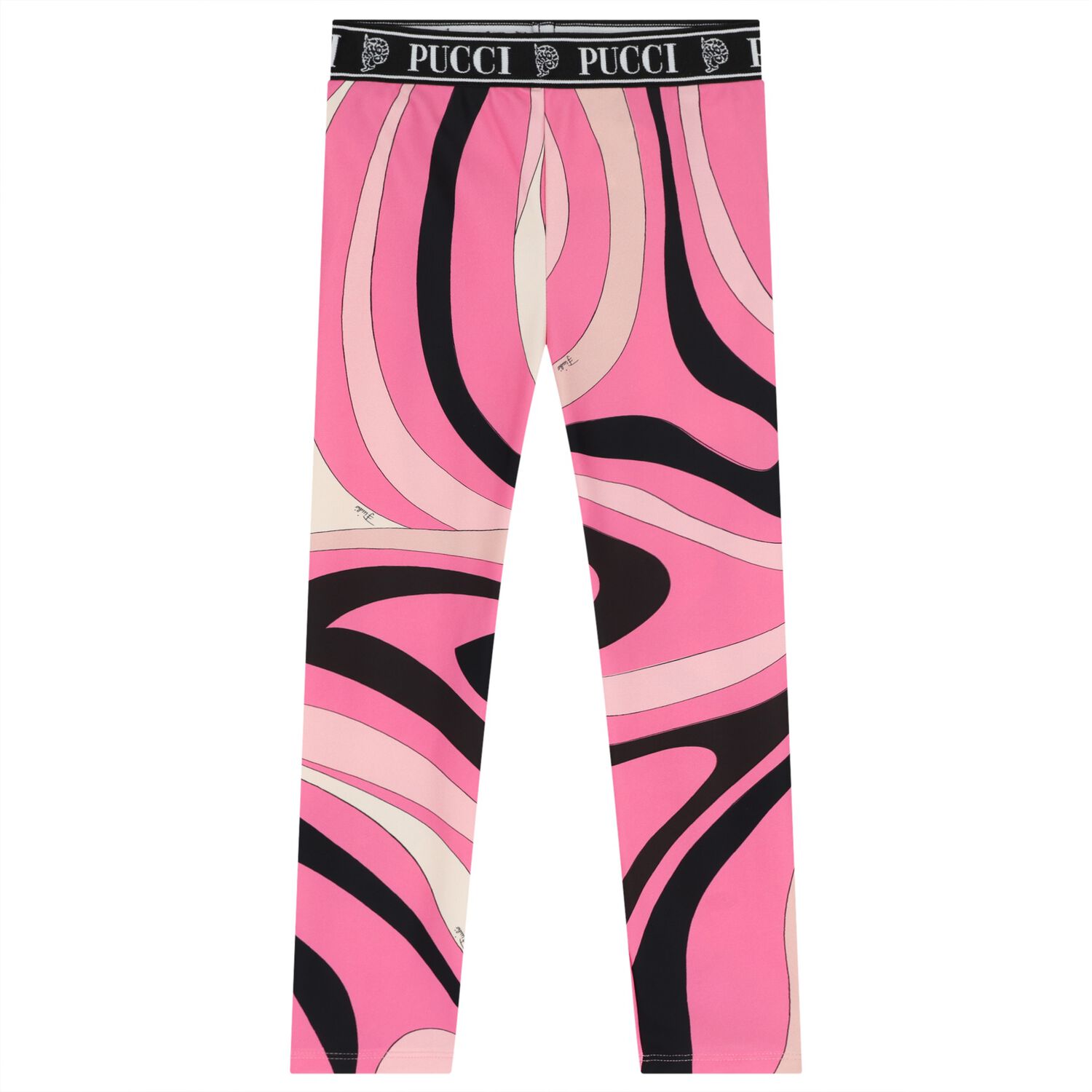 Girls Pink Vortice Logo Leggings, 1, hi-res
