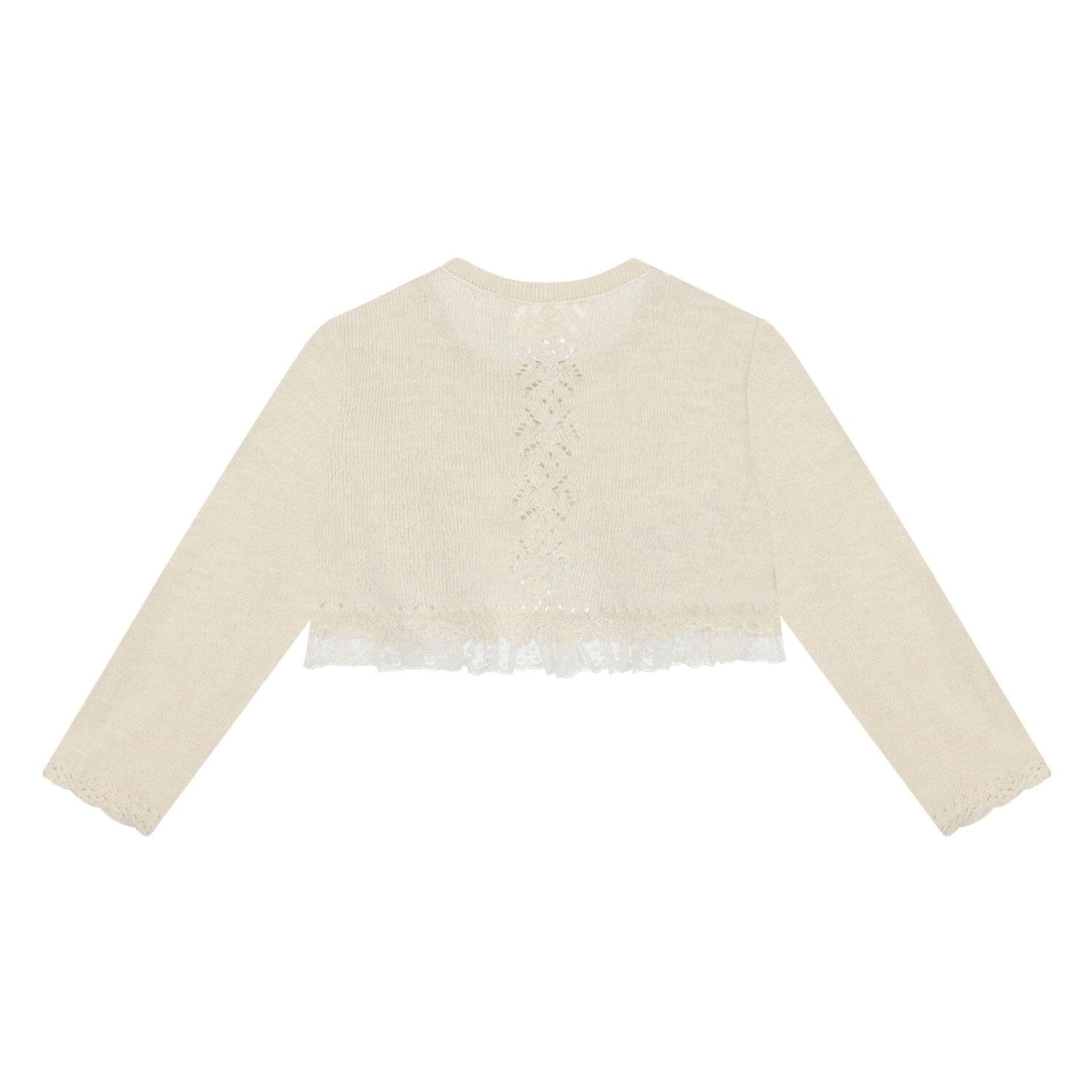 Baby Girls Gold Lace Trim Cardigan, 3, hi-res