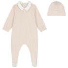 Baby Boys Beige Teddy Bear Babygrow Set, 2, hi-res