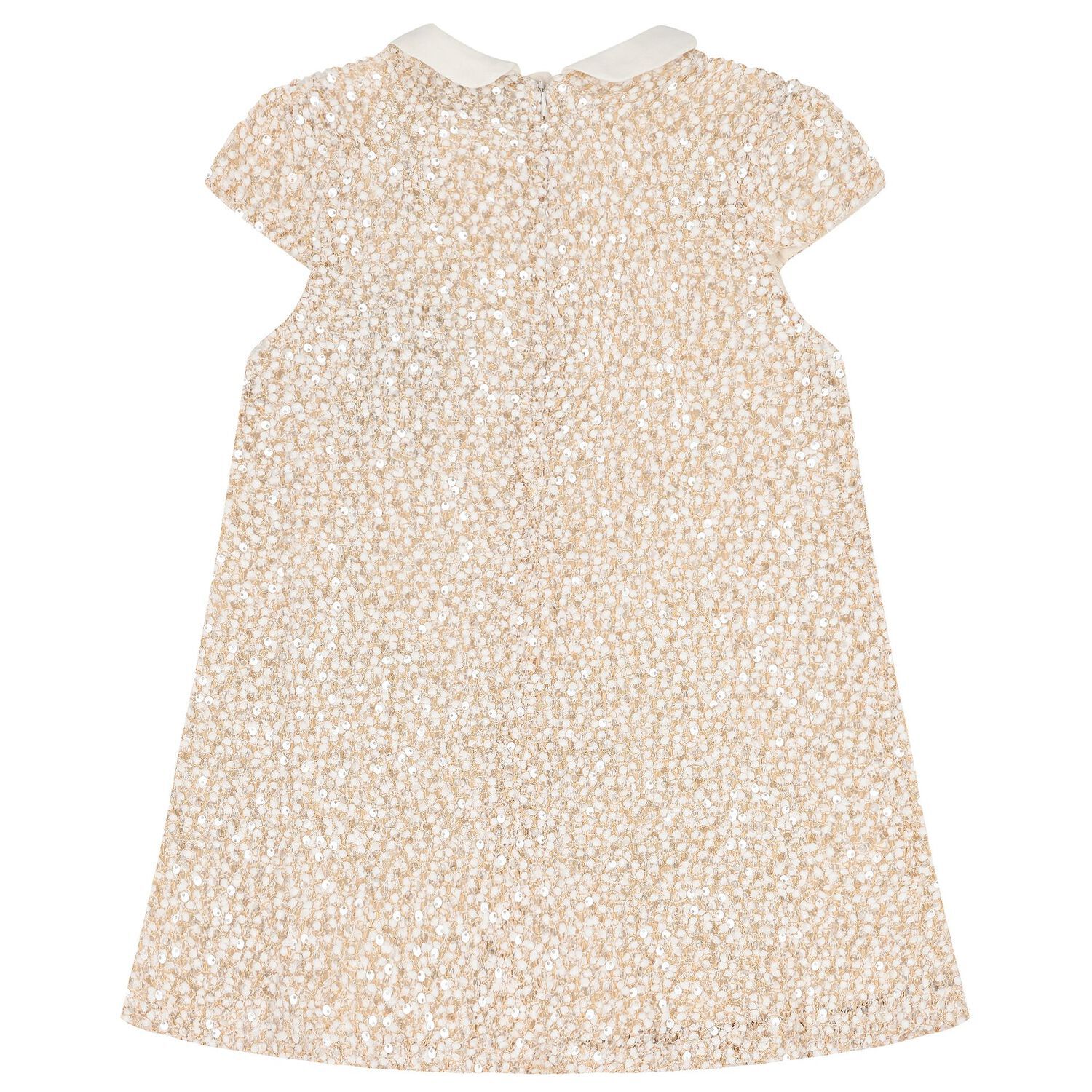 Girls Beige Sequin Dress, 1, hi-res