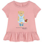 Baby Girls Pink Polo Bear T-Shirt, 1, hi-res
