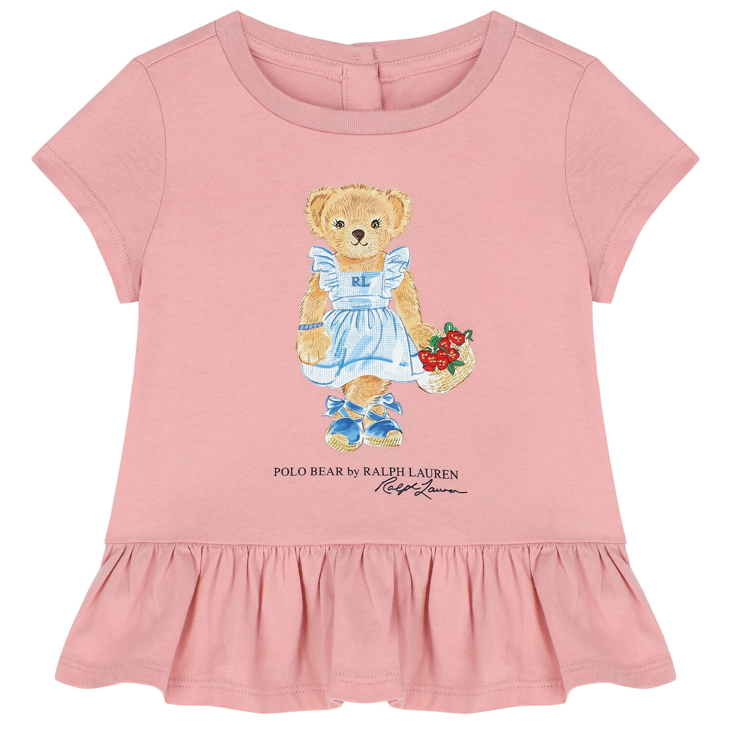 Baby Girls Pink Polo Bear T-Shirt, 1, hi-res