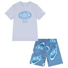 Boys Blue Logo Shorts Set, 1, hi-res